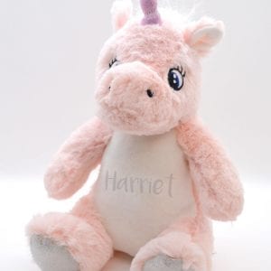 Personalised soft unicorn toy